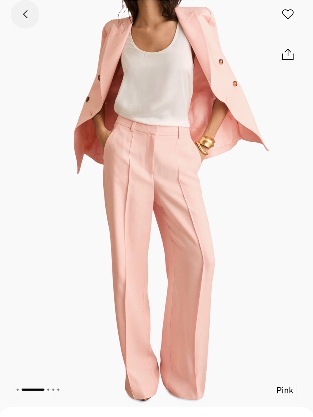 Reiss Pink Wide-Leg Trousers